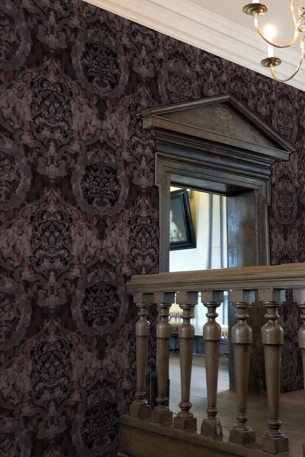 skull damask superwide wallpaper