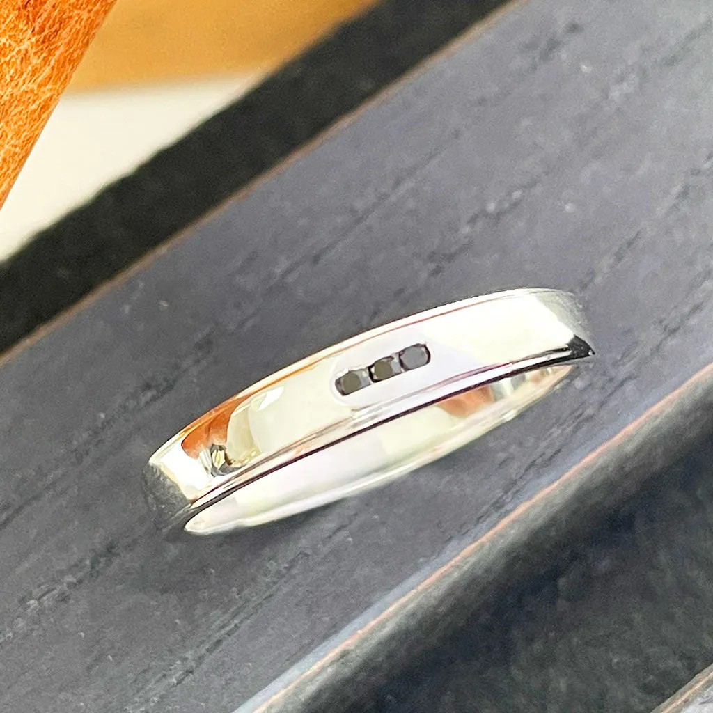 Slimline Black Diamond White Gold Band