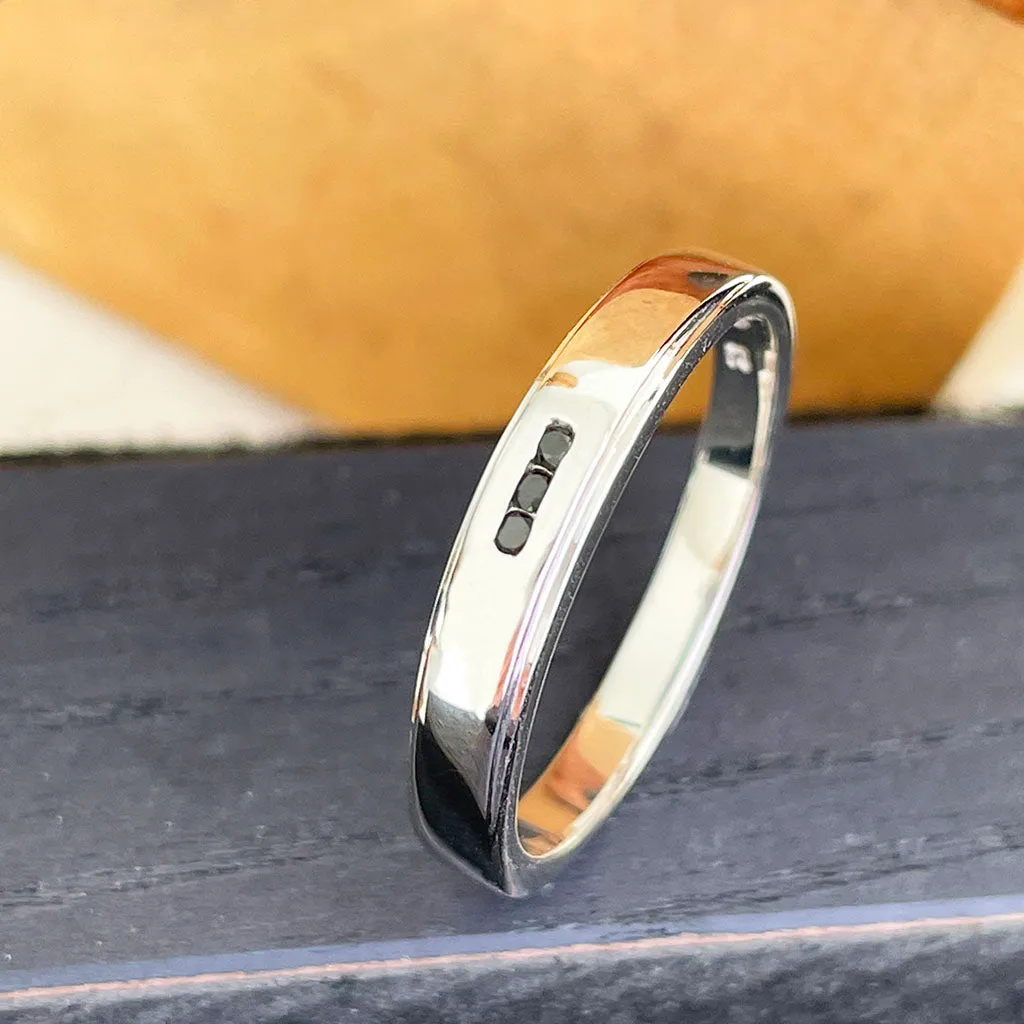 Slimline Black Diamond White Gold Band