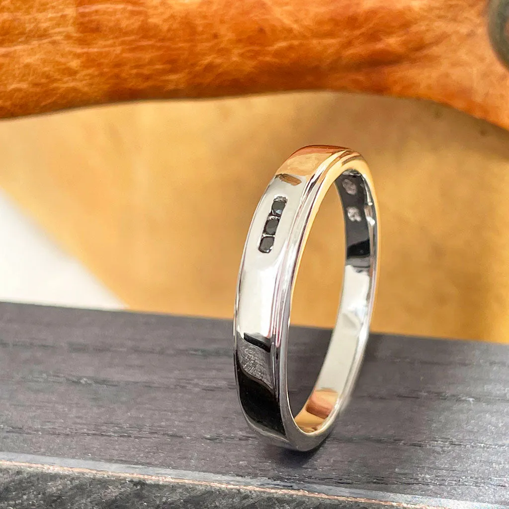 Slimline Black Diamond White Gold Band