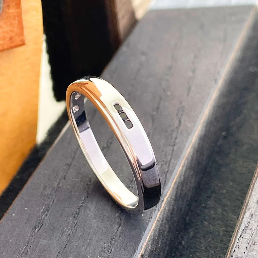 Slimline Black Diamond White Gold Band