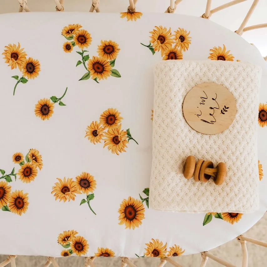 Snuggle Hunny Bassinet Sheet & Change Pad Cover - Sunflower