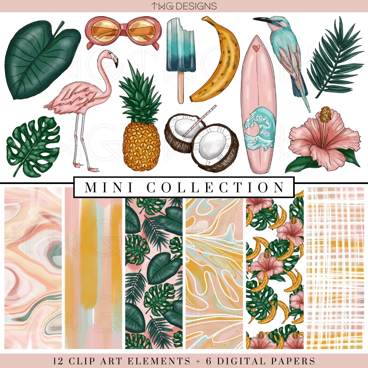 So Tropical Clipart   Pattern Bundle