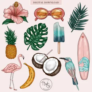 So Tropical Clipart   Pattern Bundle