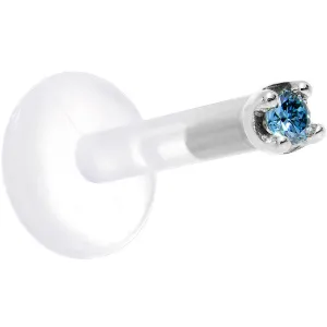 Solid 14KT White Gold 1.5mm Genuine Blue Diamond Bioplast Push in Monroe