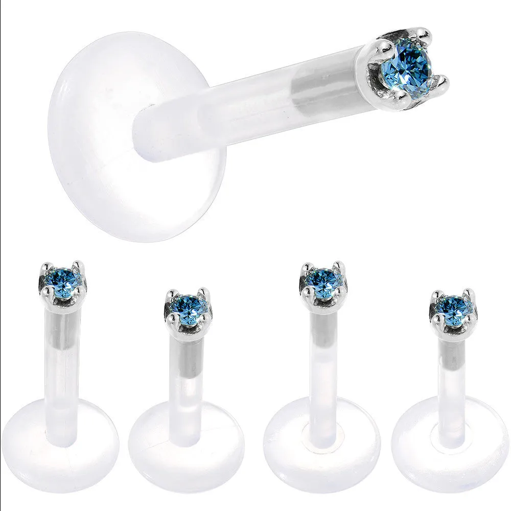Solid 14KT White Gold 1.5mm Genuine Blue Diamond Bioplast Push in Monroe