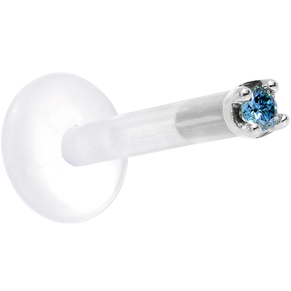 Solid 14KT White Gold 1.5mm Genuine Blue Diamond Bioplast Push in Monroe