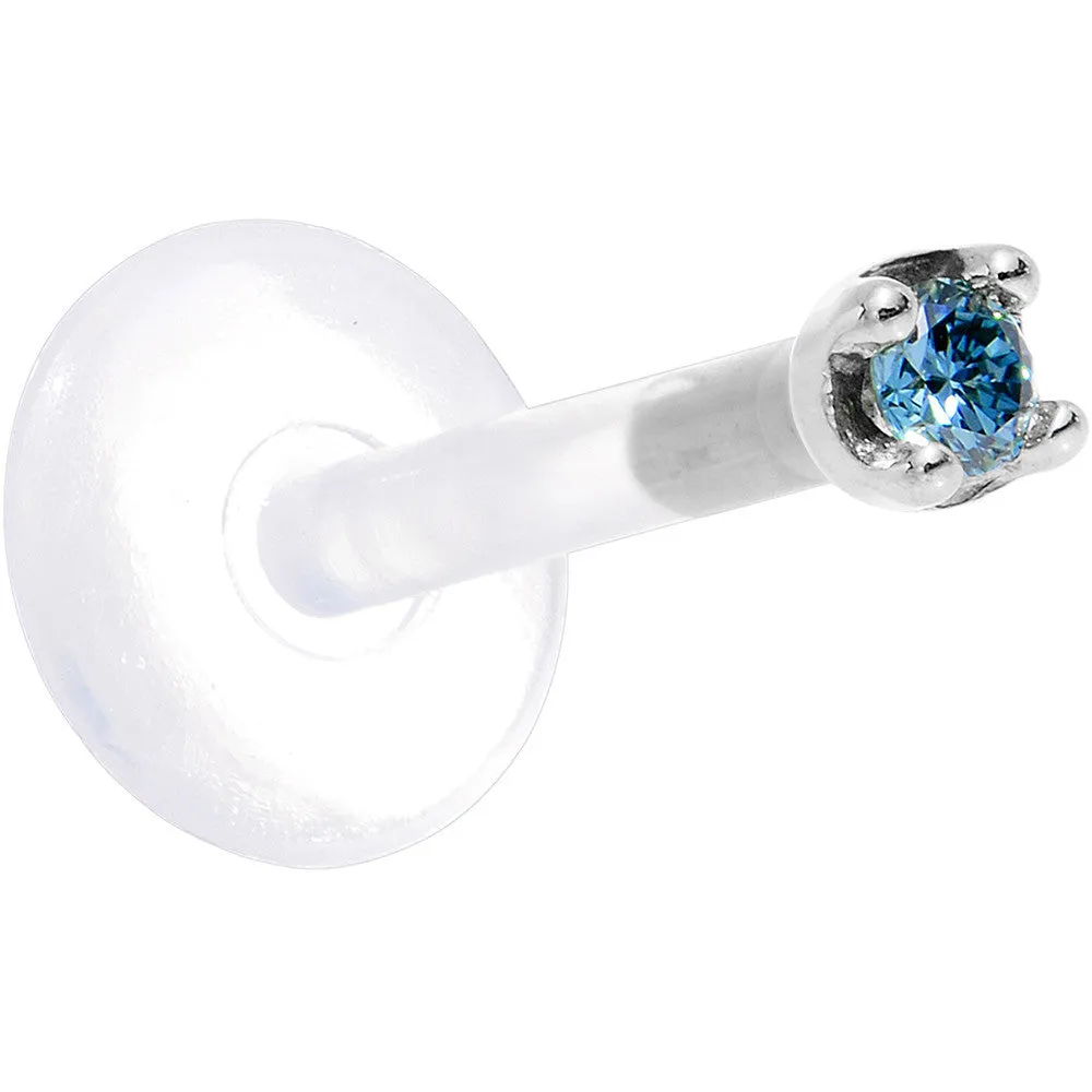 Solid 14KT White Gold 1.5mm Genuine Blue Diamond Bioplast Push in Monroe