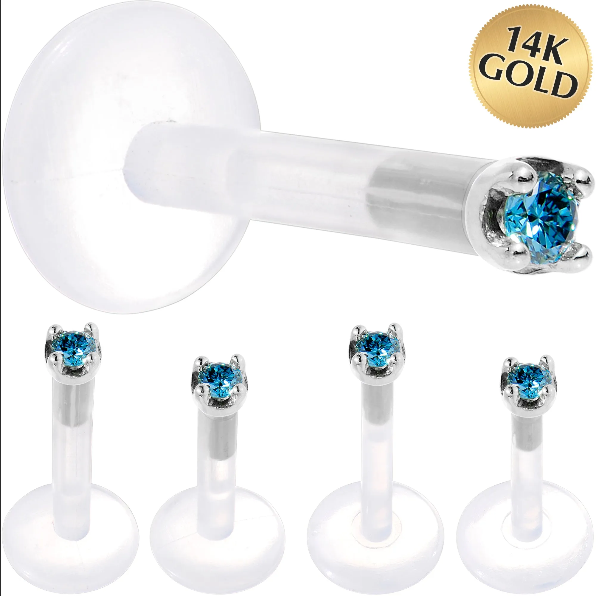Solid 14KT White Gold 1.5mm Genuine Blue Diamond Bioplast Push in Monroe