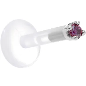 Solid 14KT White Gold 1.5mm Genuine Purple Diamond Bioplast Push in Labret