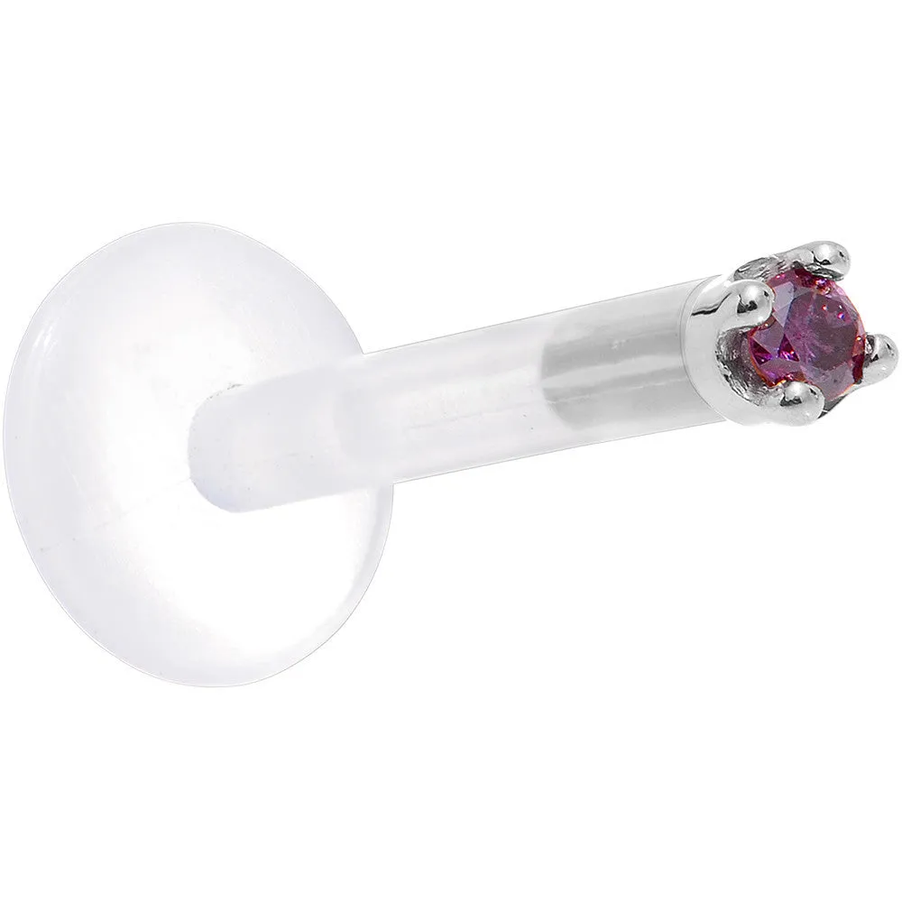 Solid 14KT White Gold 1.5mm Genuine Purple Diamond Bioplast Push in Monroe