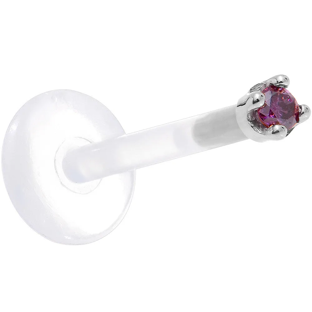 Solid 14KT White Gold 1.5mm Genuine Purple Diamond Bioplast Push in Monroe