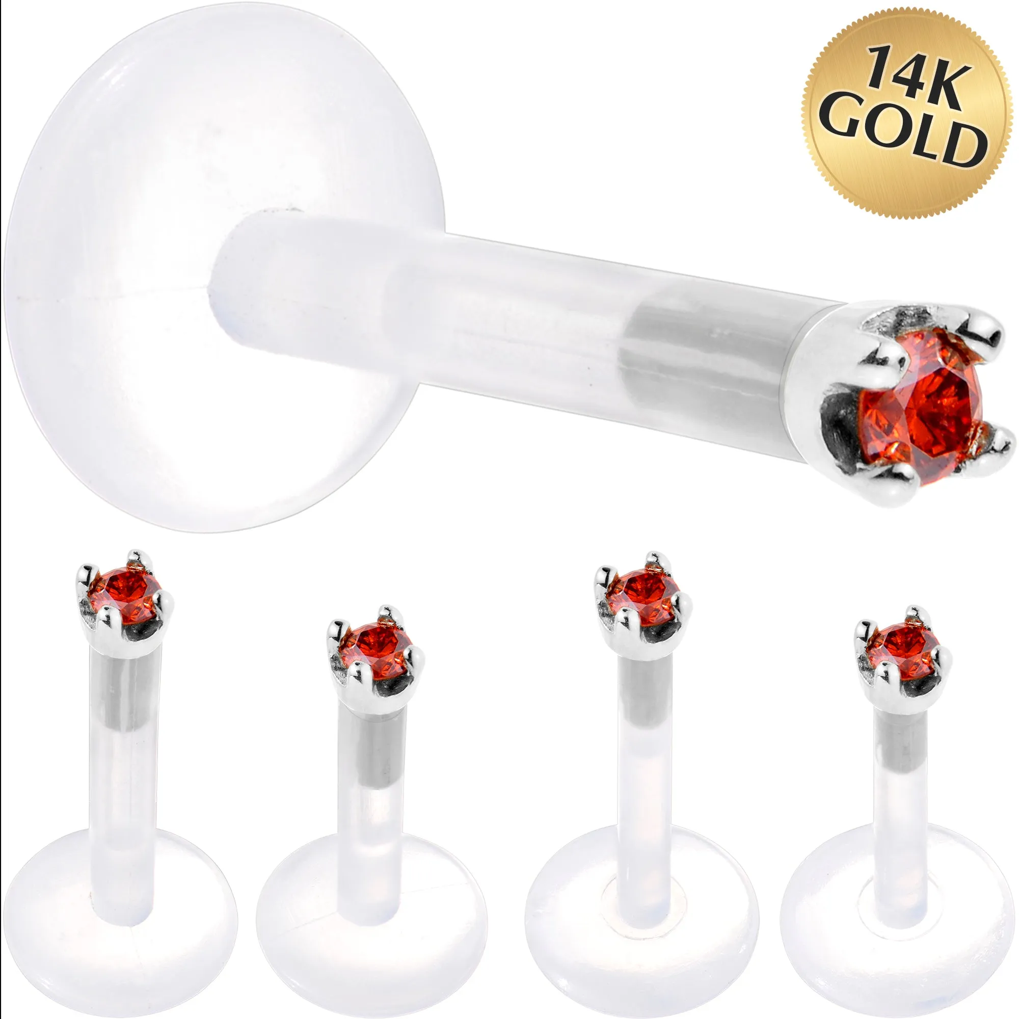 Solid 14KT White Gold 1.5mm Genuine Red Diamond Bioplast Push in Monroe