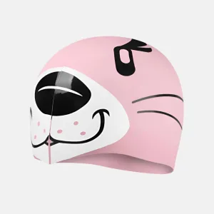 Speedo Seal Print Swim Cap For Tots -Pink/Black