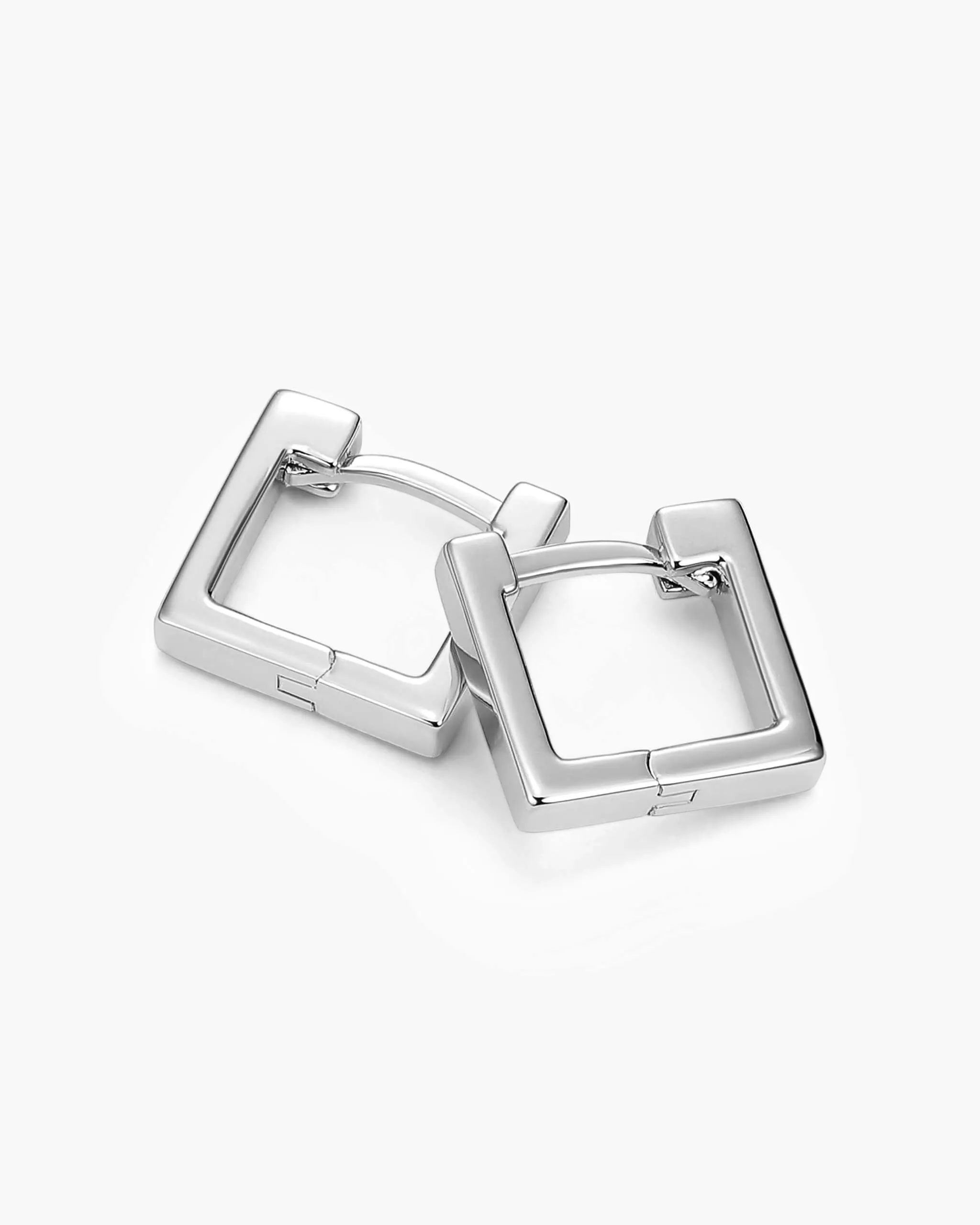 Square Huggie Earrings - Silver