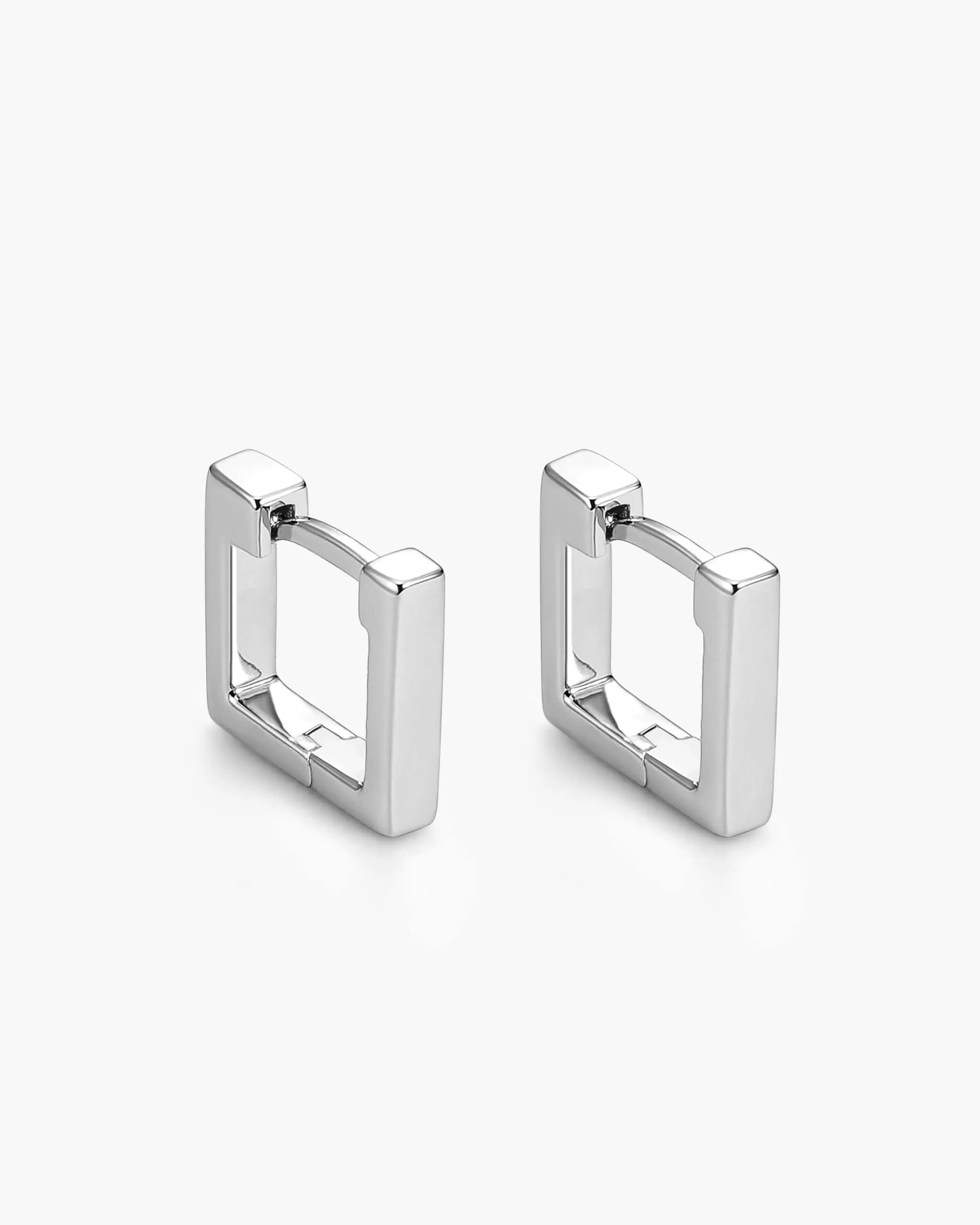 Square Huggie Earrings - Silver
