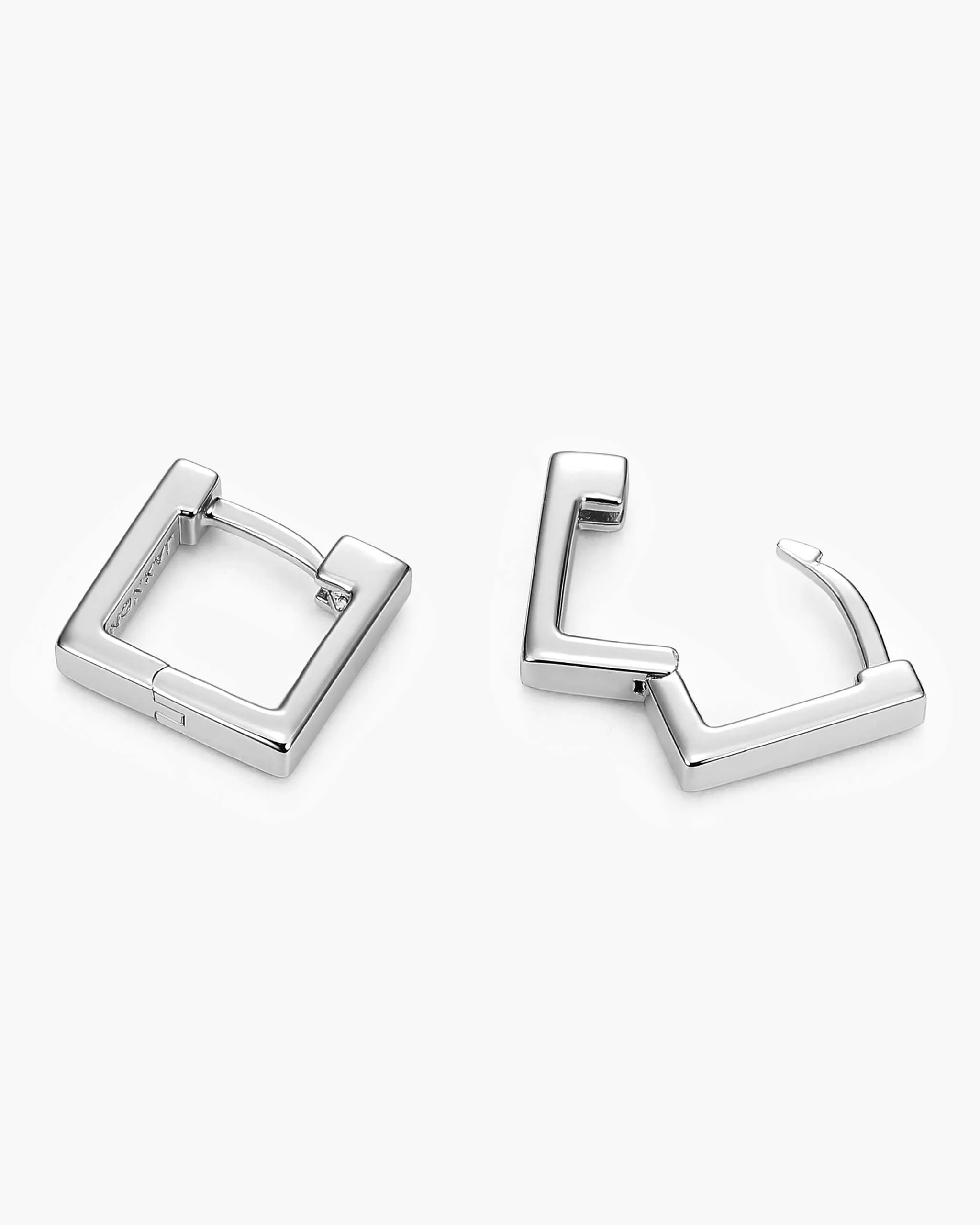 Square Huggie Earrings - Silver