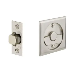 Square Tubular Privacy Pocket Door Lockset - Door Mount - 3" Brass/Satin Nickel