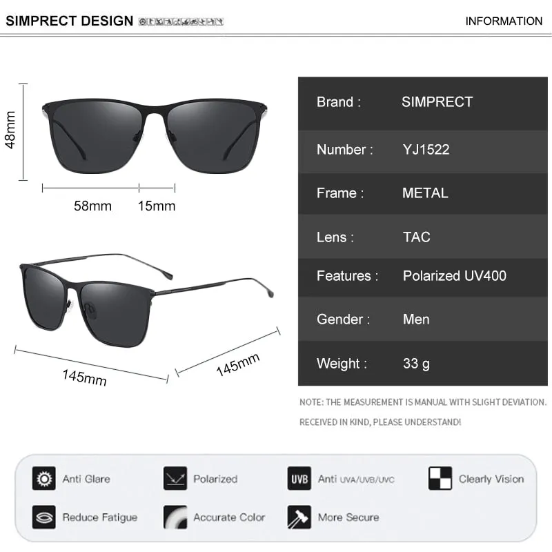 Square Ultra Simple Polarized Sunglasses For Men