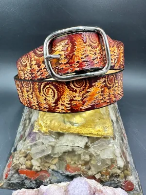 Stamped Leather Belt - Grateful Bolt