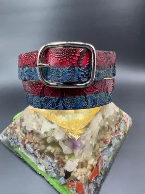 Stamped Leather Belt - Grateful Full Stealie
