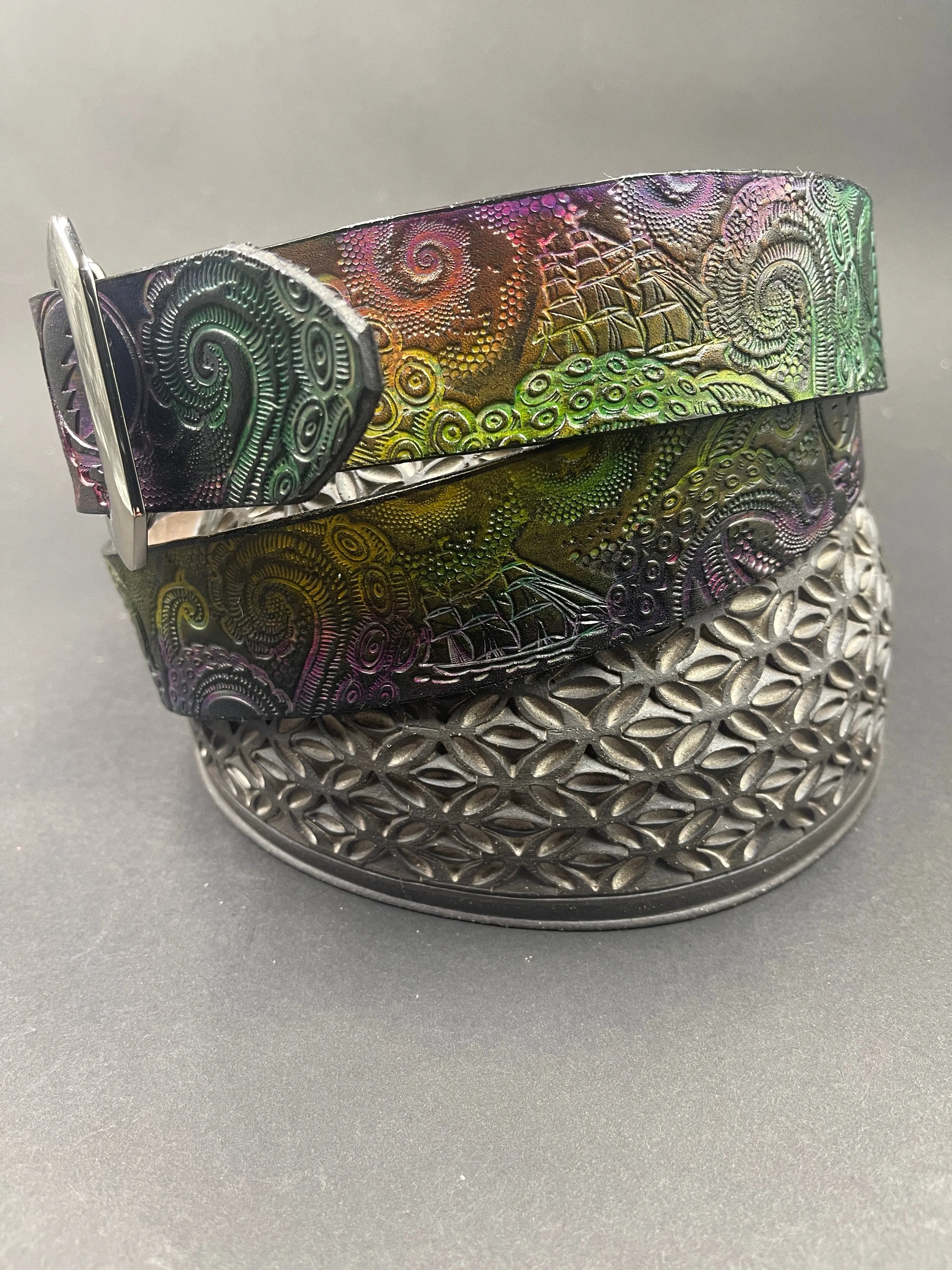 Stamped Leather Belt - Grateful Lost Sailor