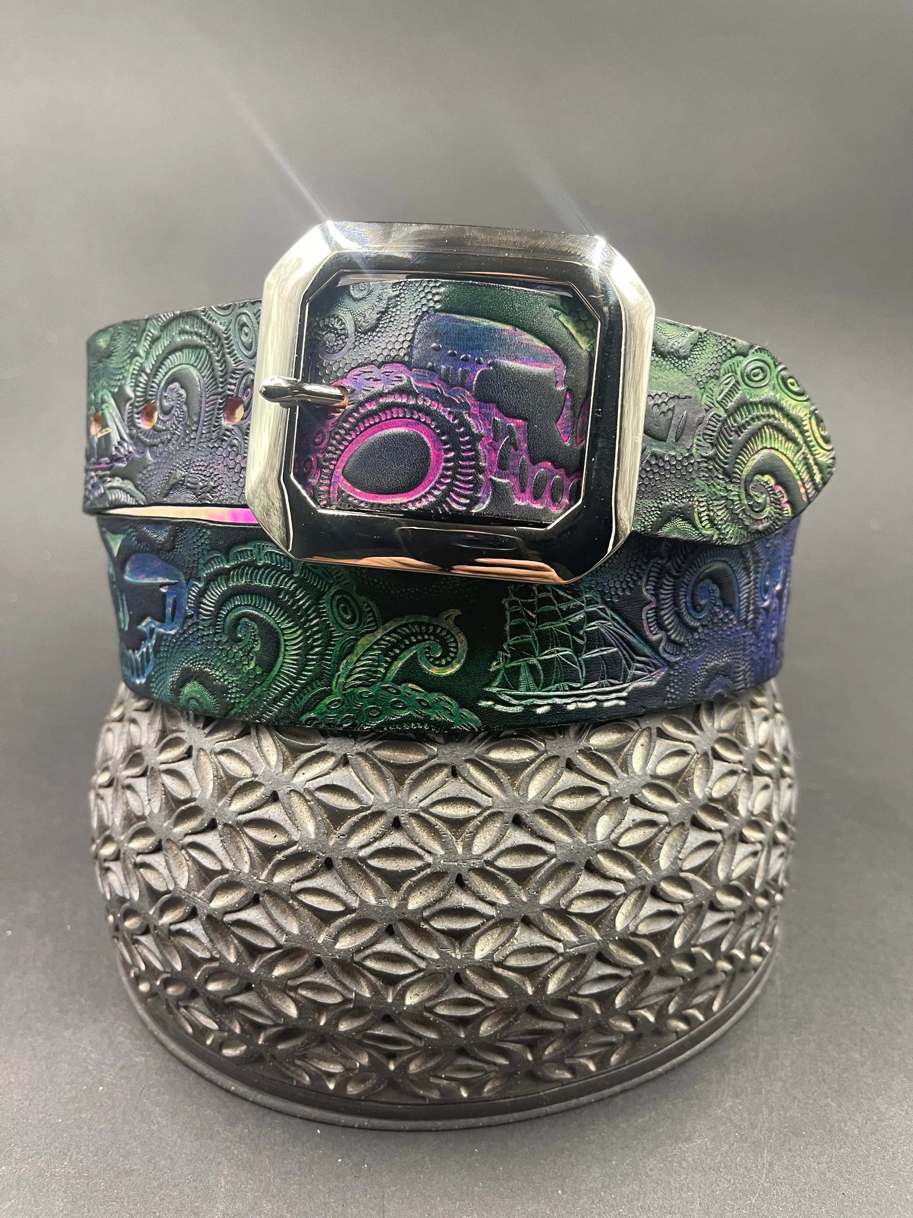 Stamped Leather Belt - Grateful Lost Sailor