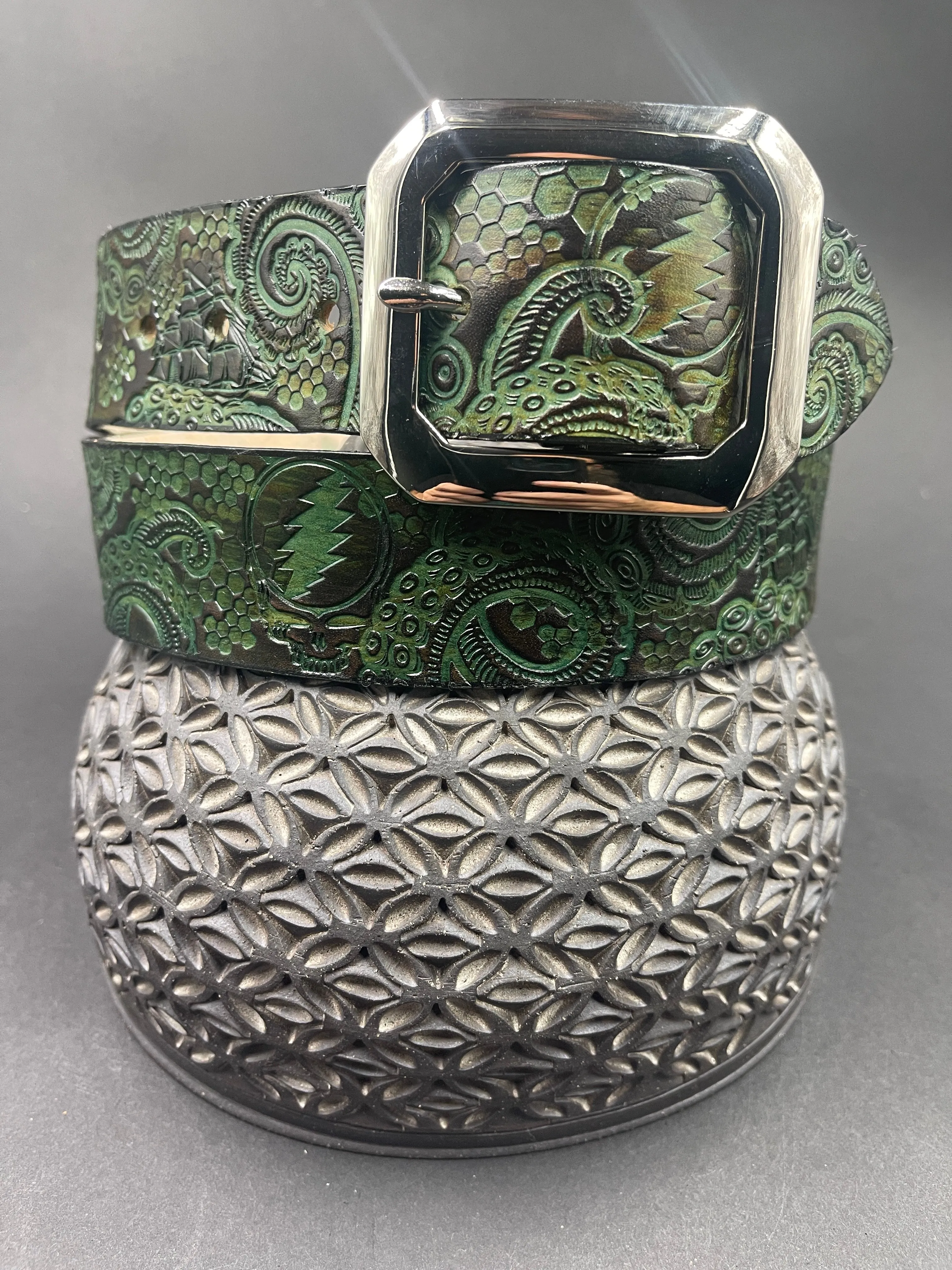 Stamped Leather Belt - Grateful Lost Sailor
