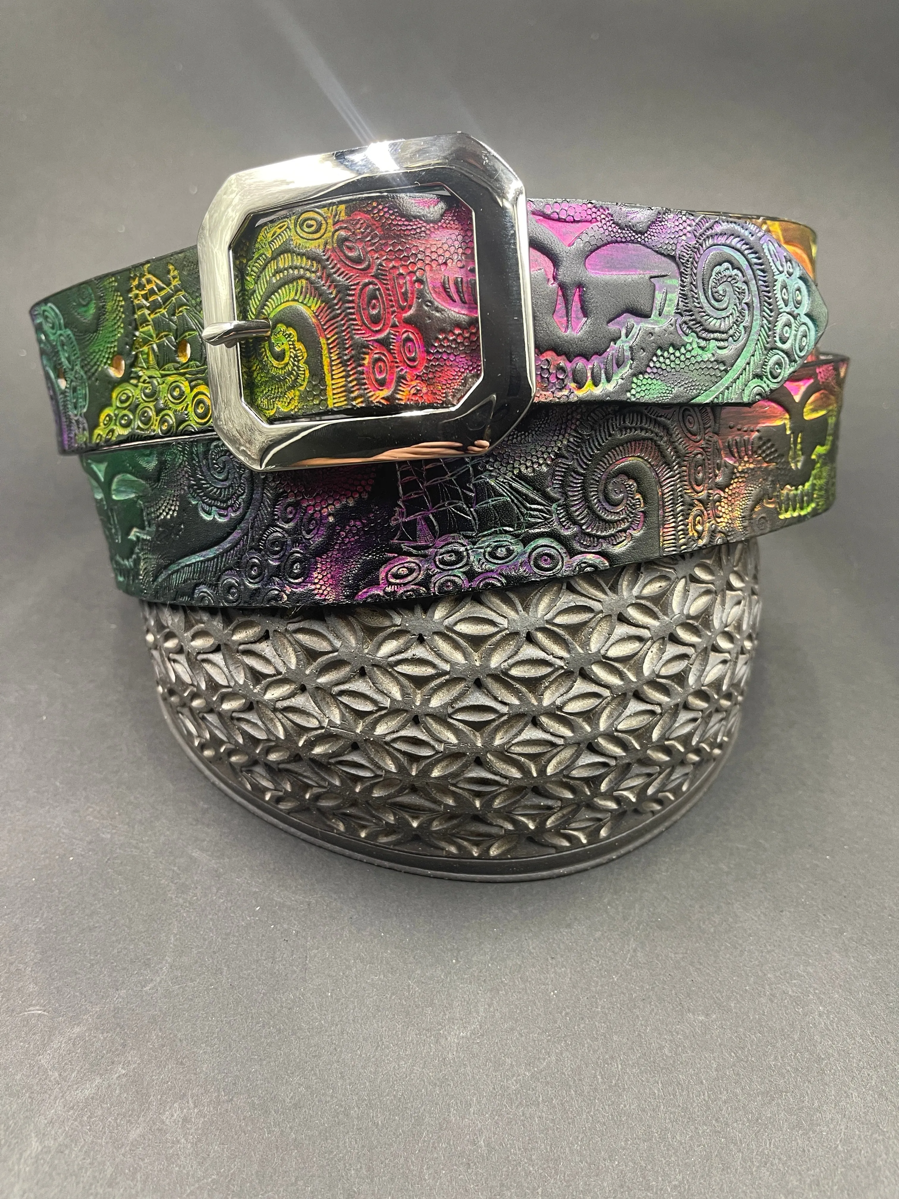 Stamped Leather Belt - Grateful Lost Sailor
