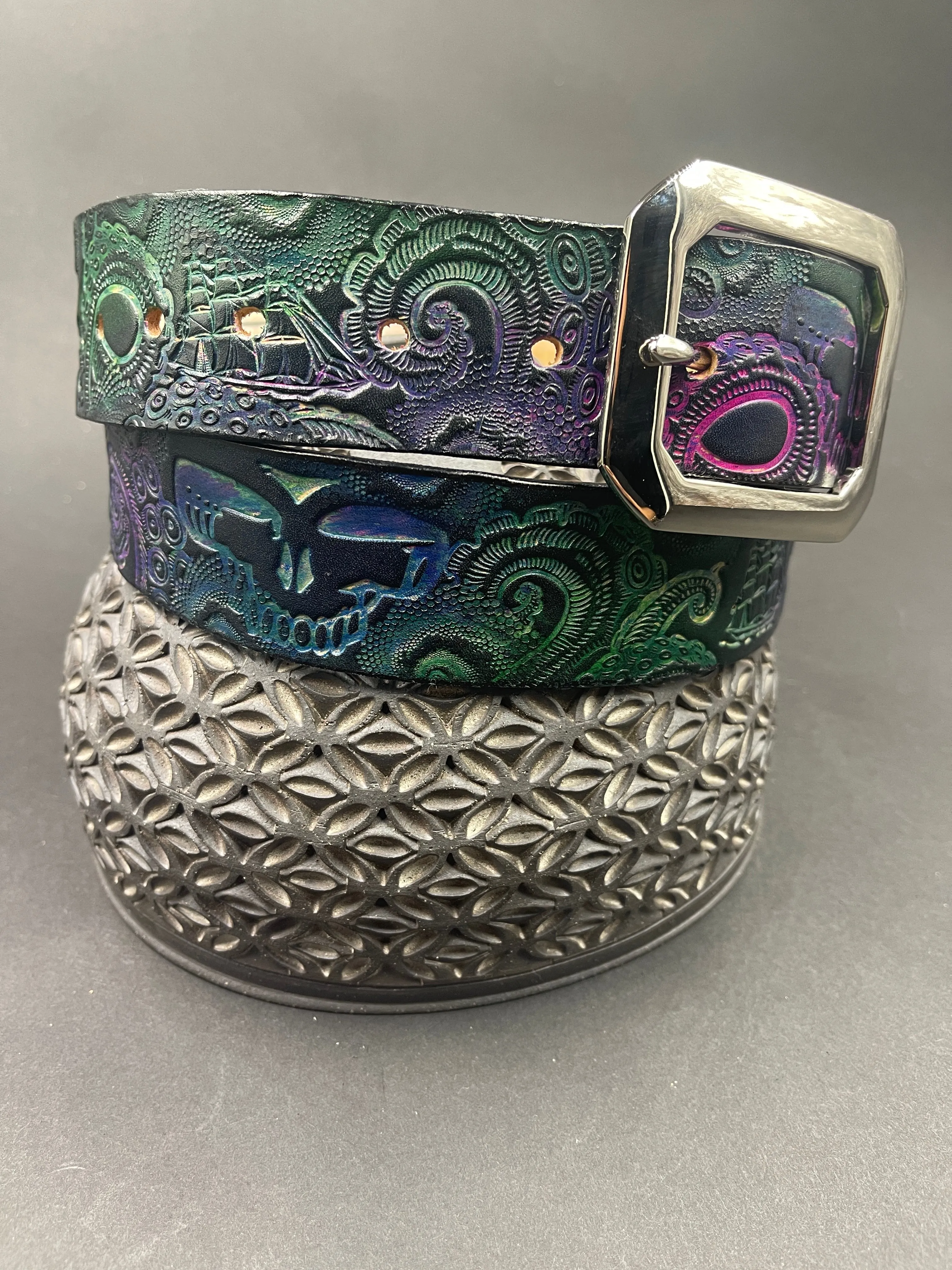 Stamped Leather Belt - Grateful Lost Sailor