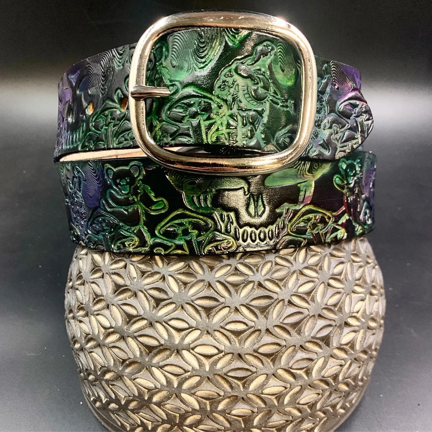 Stamped Leather Belt - Grateful Terrapins