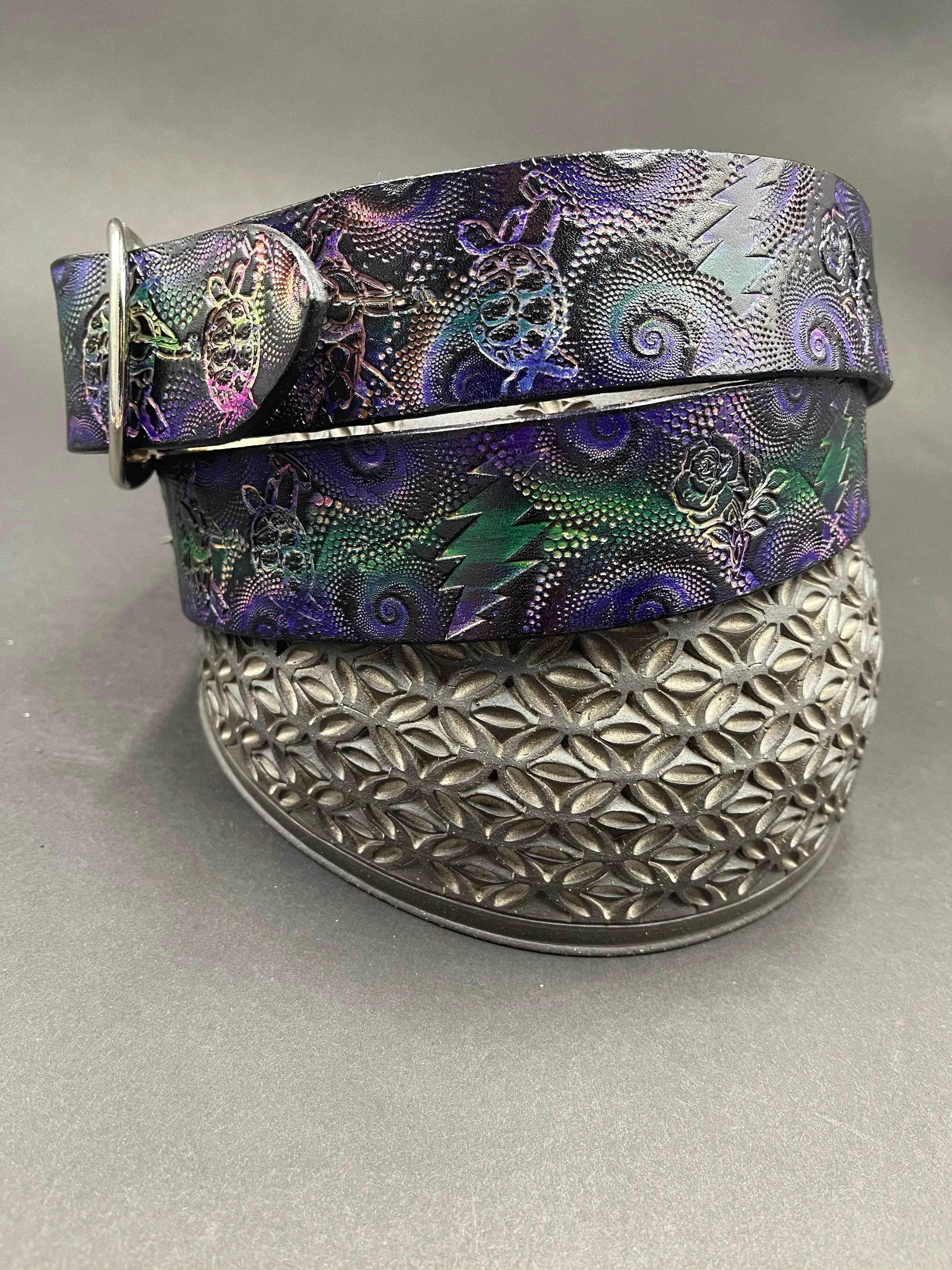 Stamped Leather Belt - Grateful Terrapins