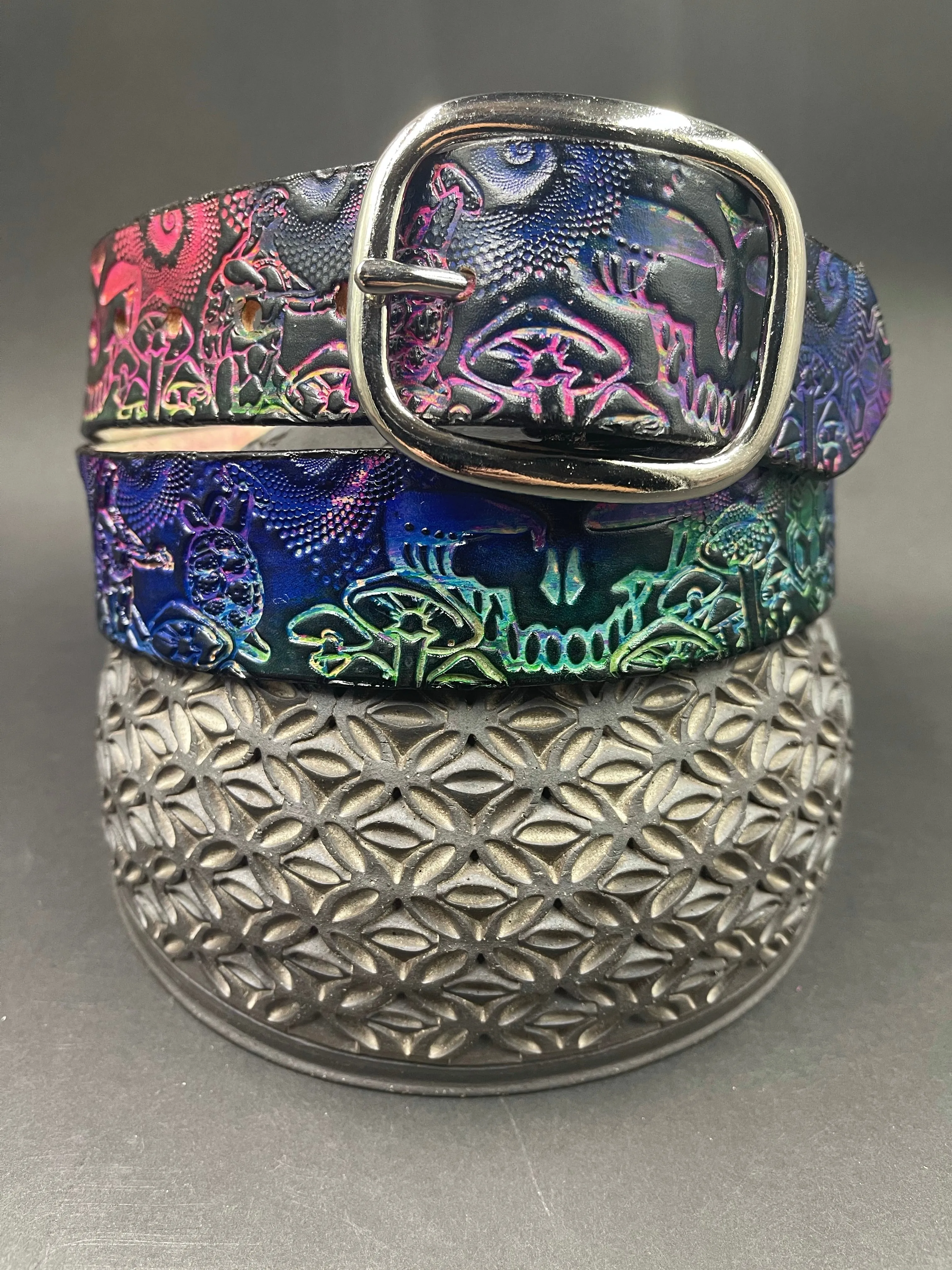 Stamped Leather Belt - Grateful Terrapins