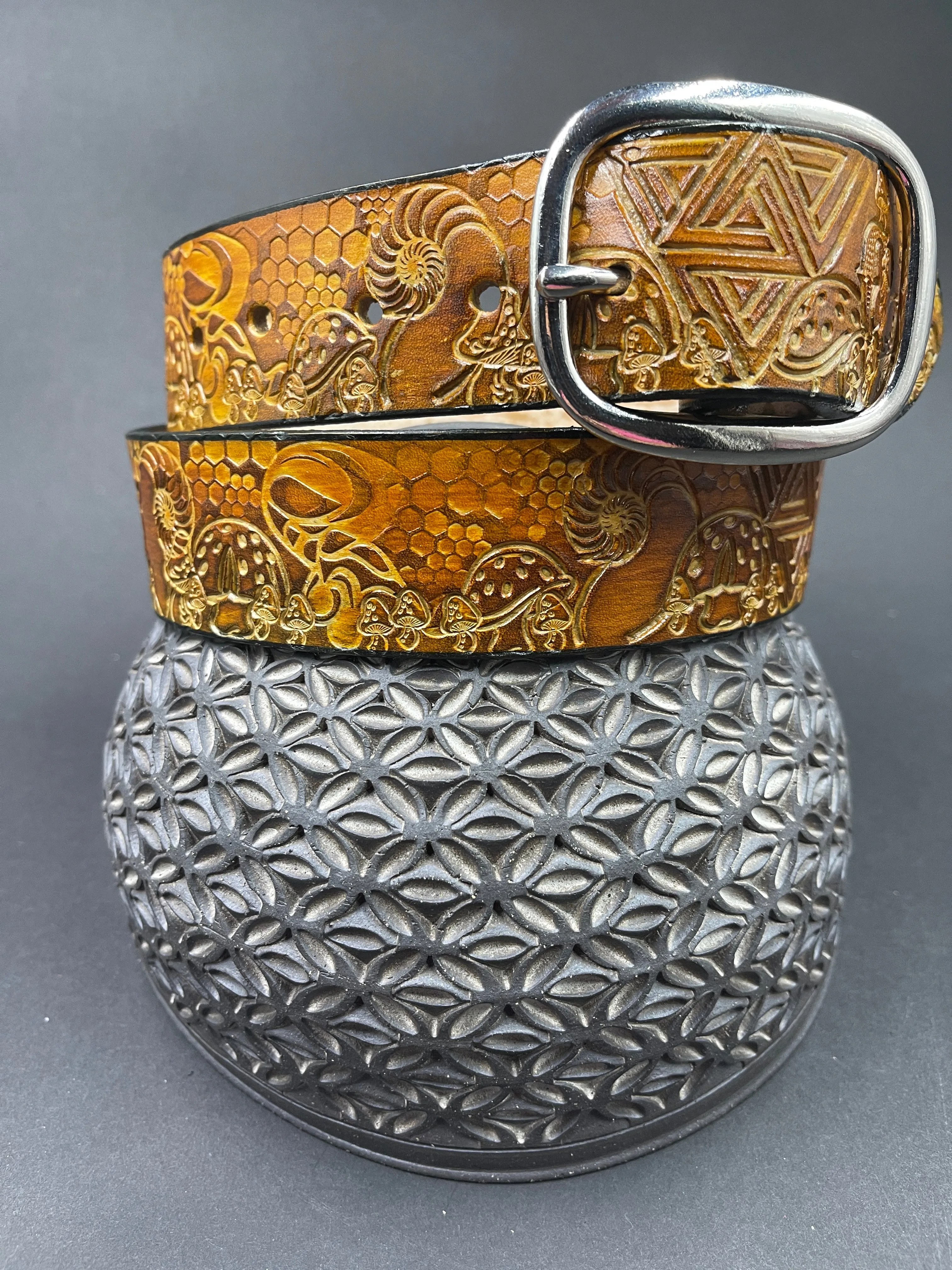 Stamped Leather Belt - STS9