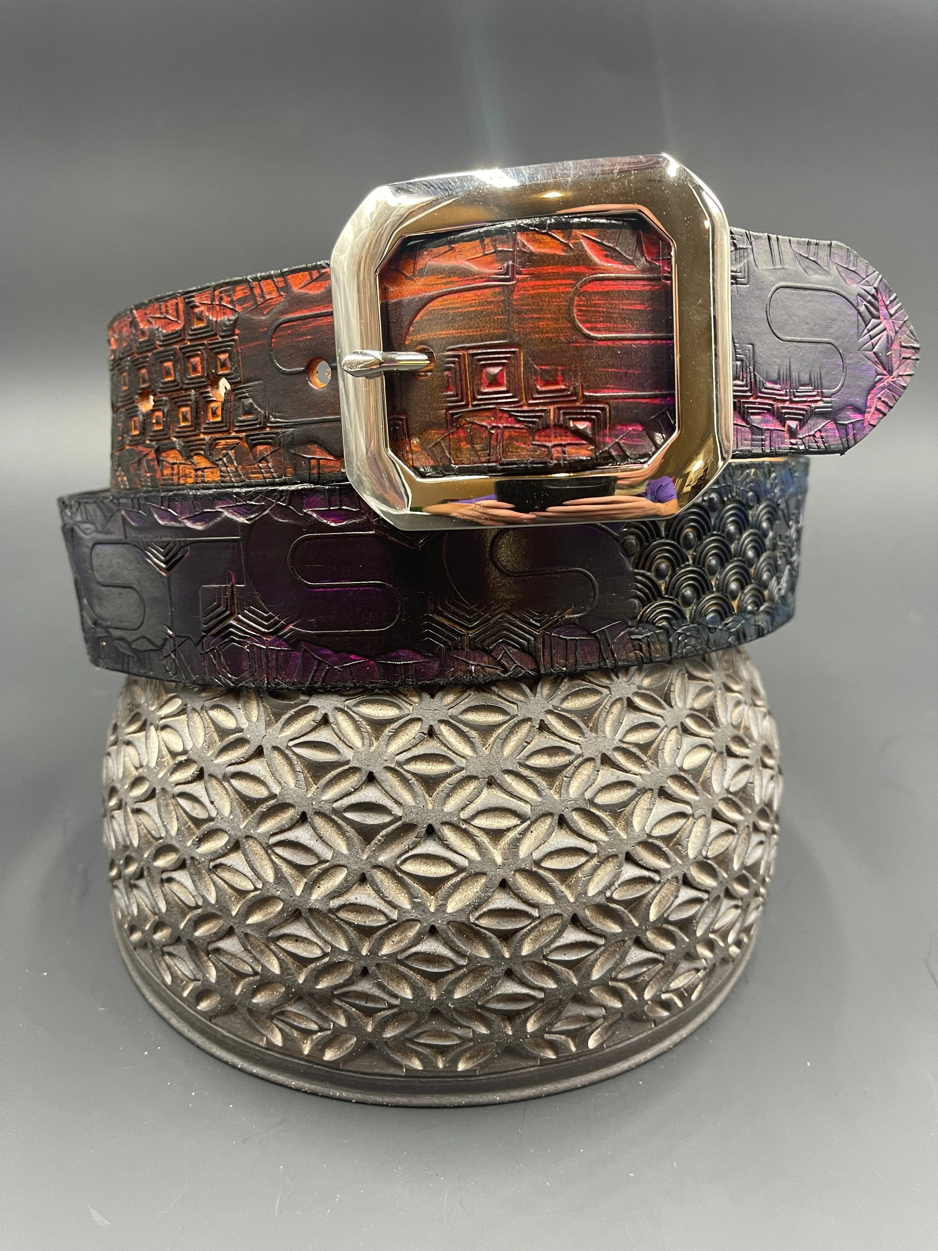 Stamped Leather Belt - STS9