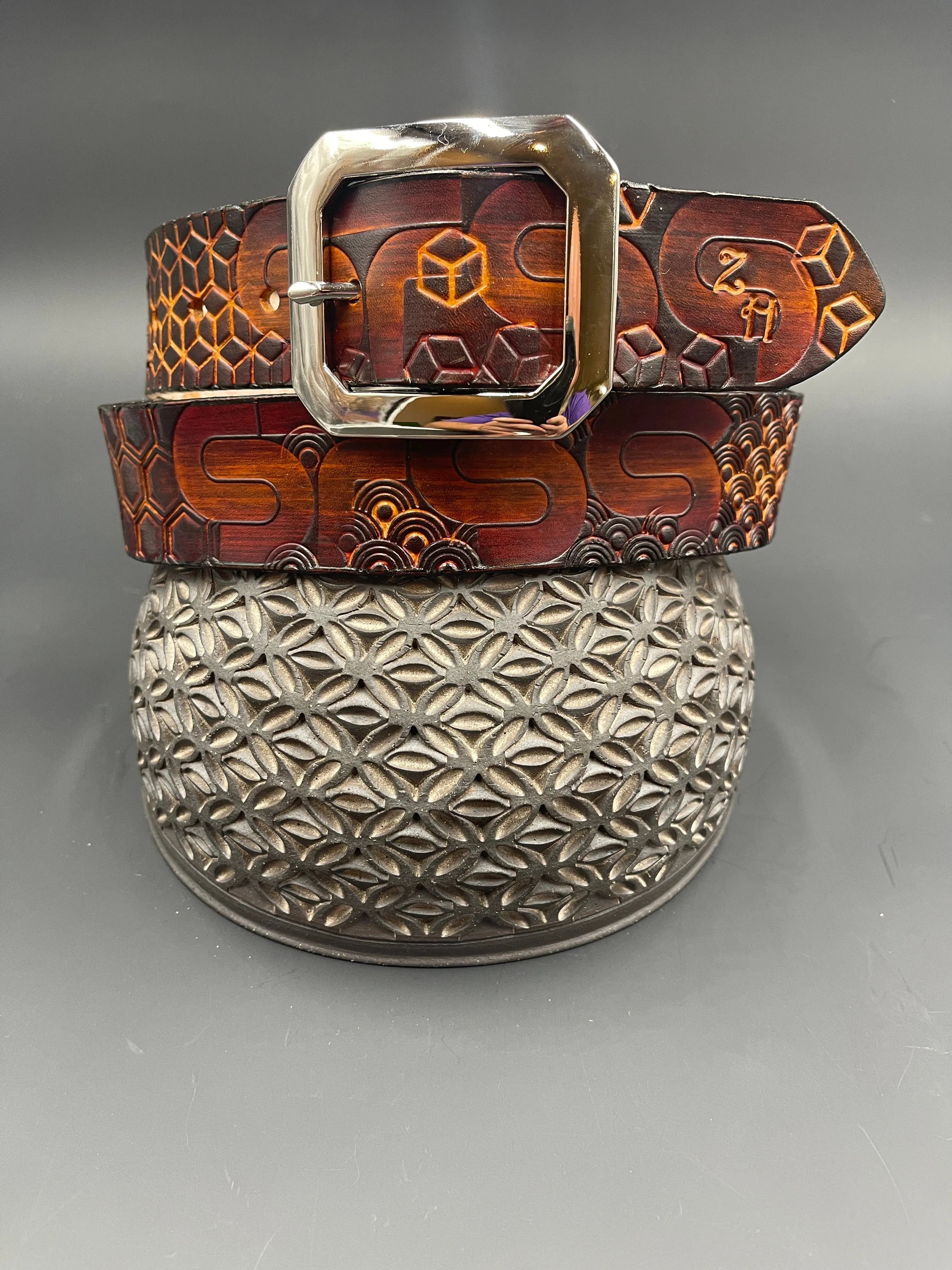 Stamped Leather Belt - STS9