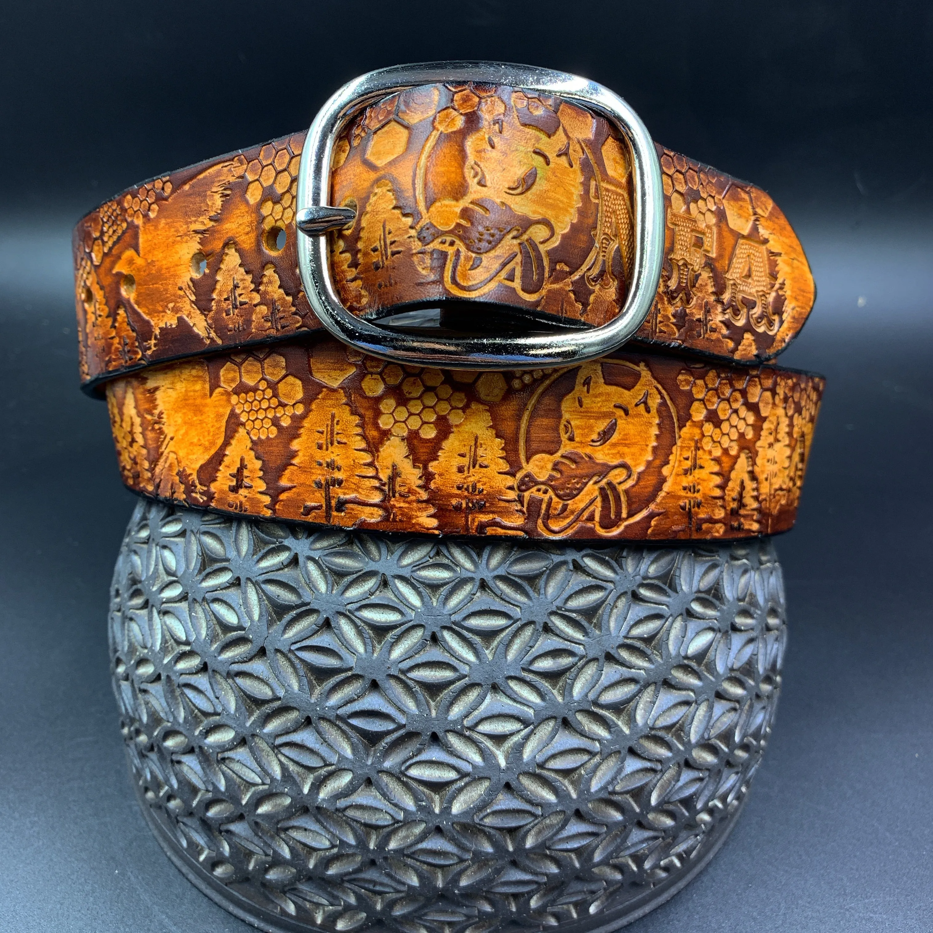 Stamped Leather Belt - Trees 1.0