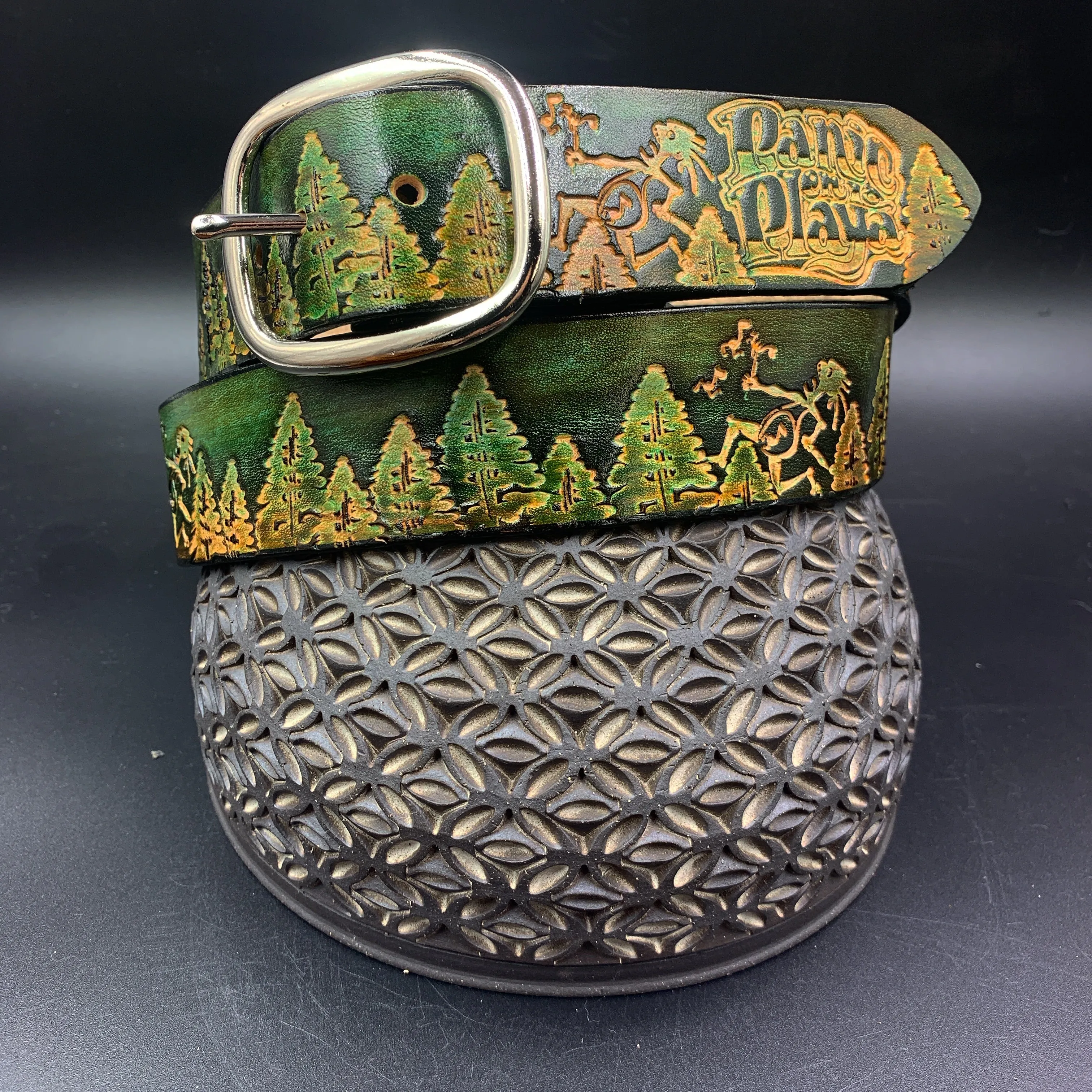 Stamped Leather Belt - Trees 1.0