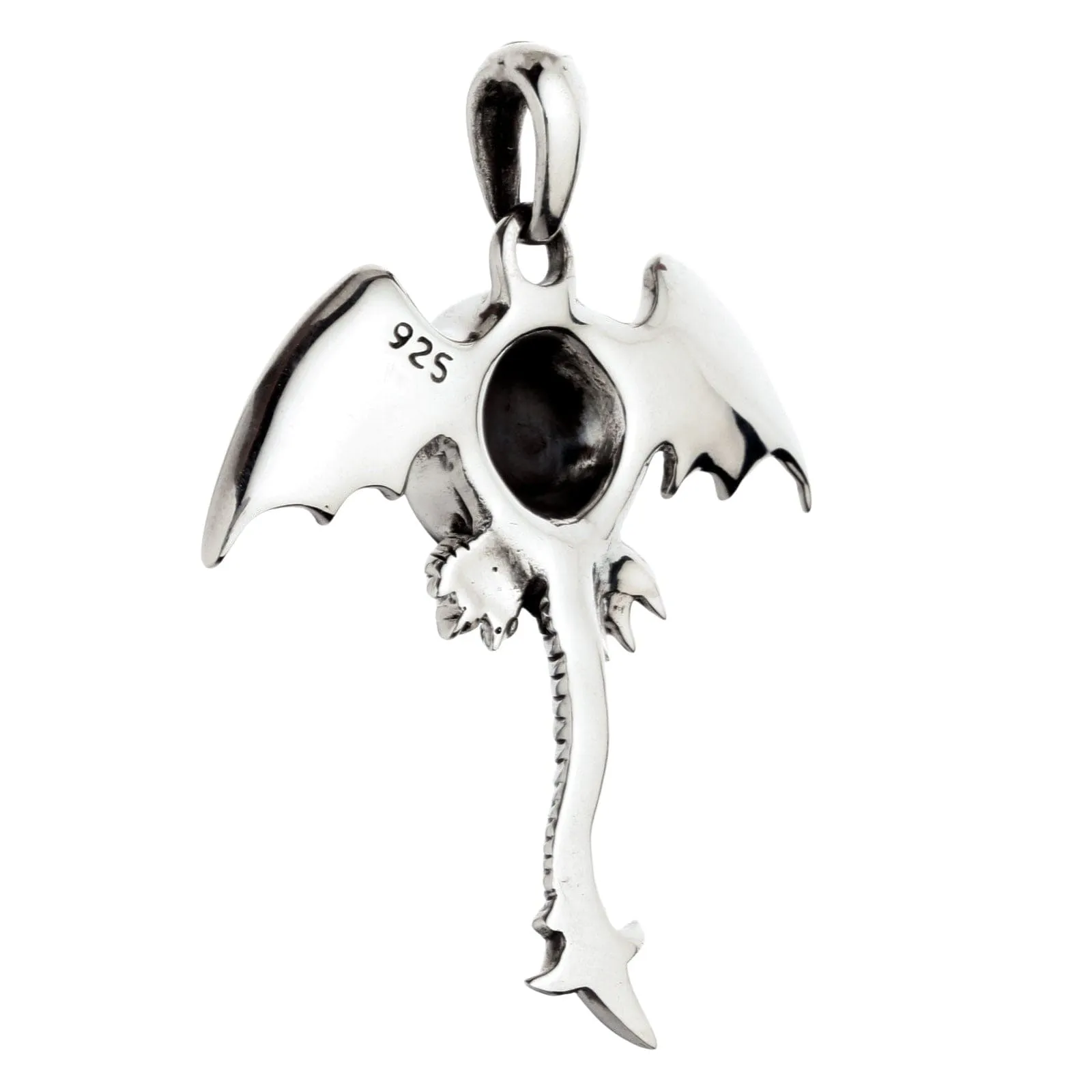 Sterling Silver Purple Evil Eye Gothic Wings Pendant