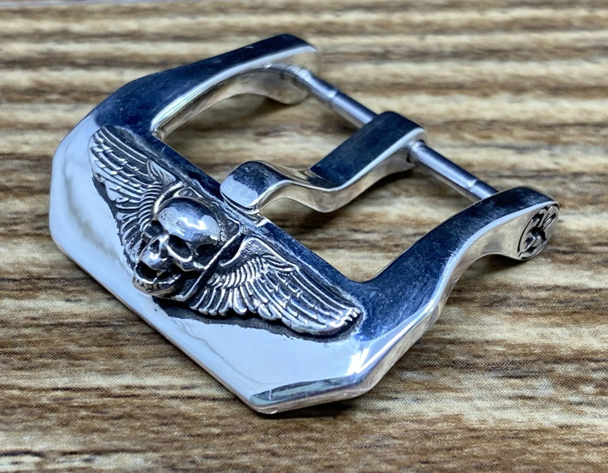 Sterling Silver Watch Buckle 22mm, 24mm, 20mm 925 Watch Buckle with Skull for Leather Watch straps, Gift Ideas for Watch Lover