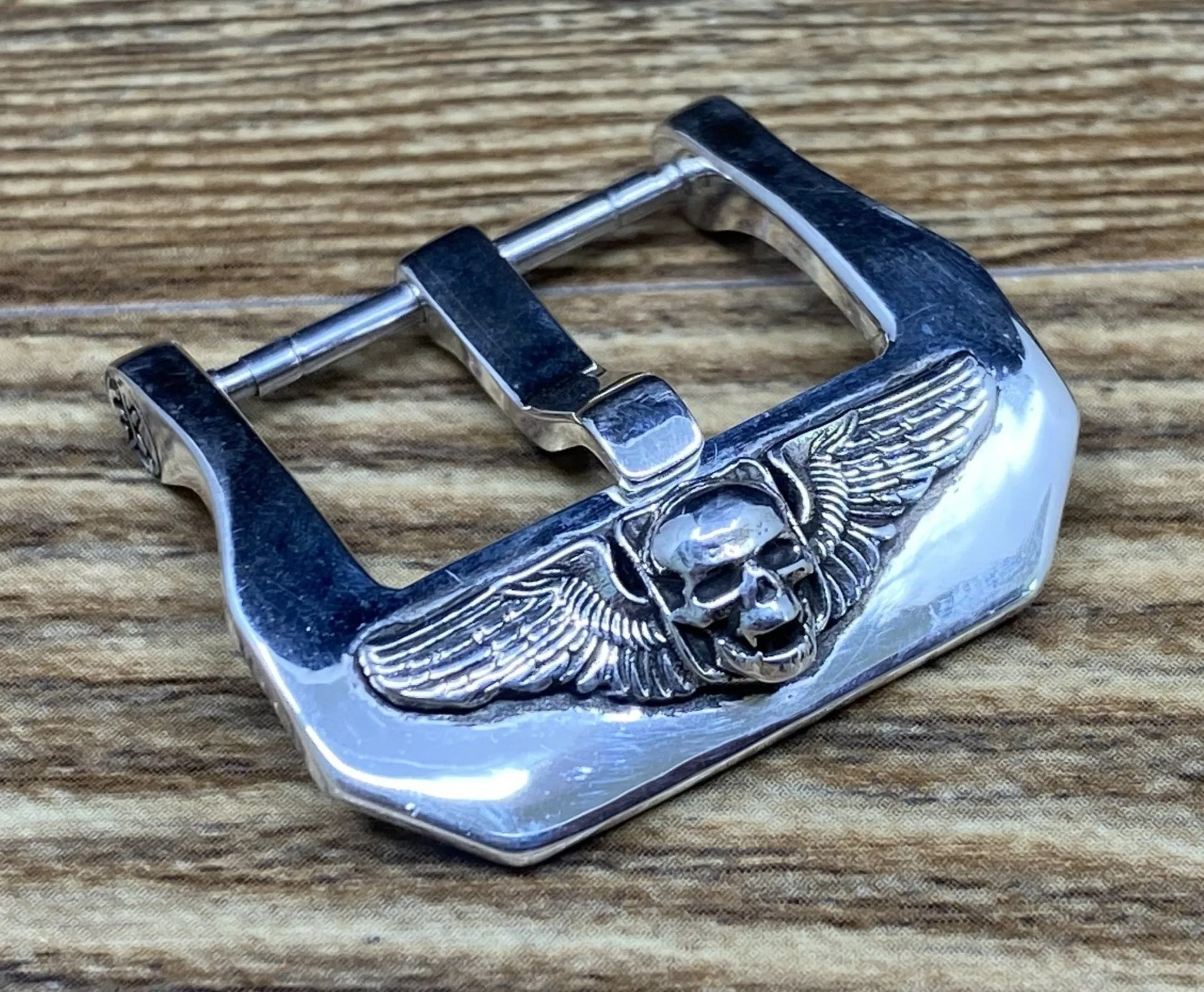 Sterling Silver Watch Buckle 22mm, 24mm, 20mm 925 Watch Buckle with Skull for Leather Watch straps, Gift Ideas for Watch Lover