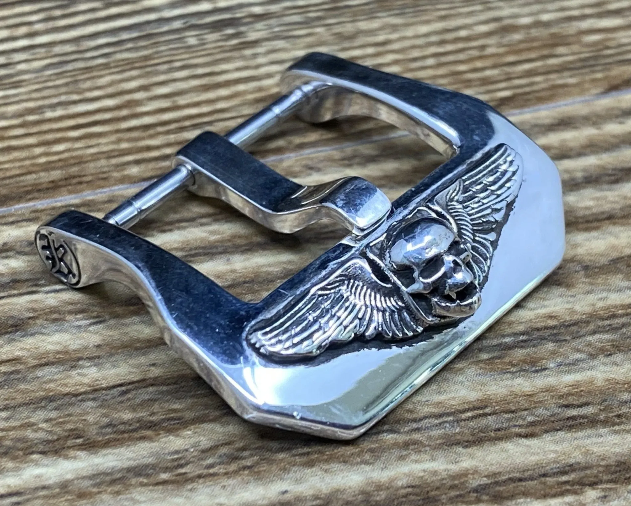 Sterling Silver Watch Buckle 22mm, 24mm, 20mm 925 Watch Buckle with Skull for Leather Watch straps, Gift Ideas for Watch Lover