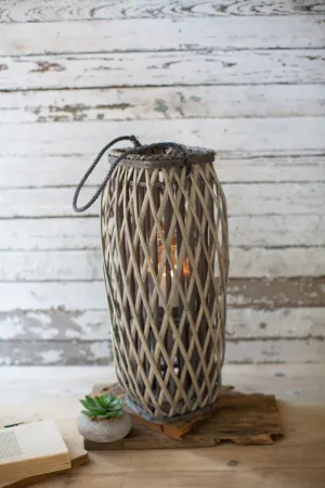 Tall Grey Square Willow Lanterns \ Medium