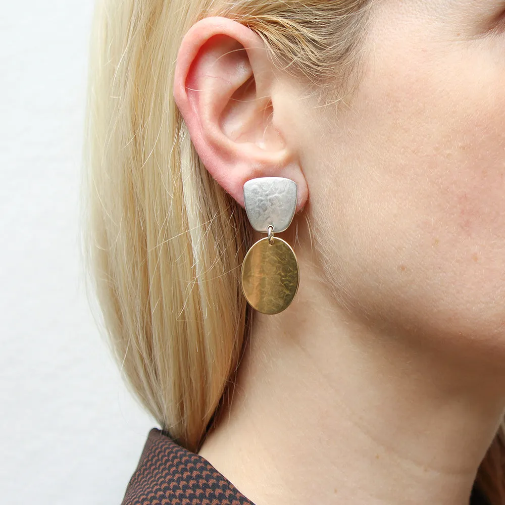 Tapered Square with Dished Oval Clip or Post Earring