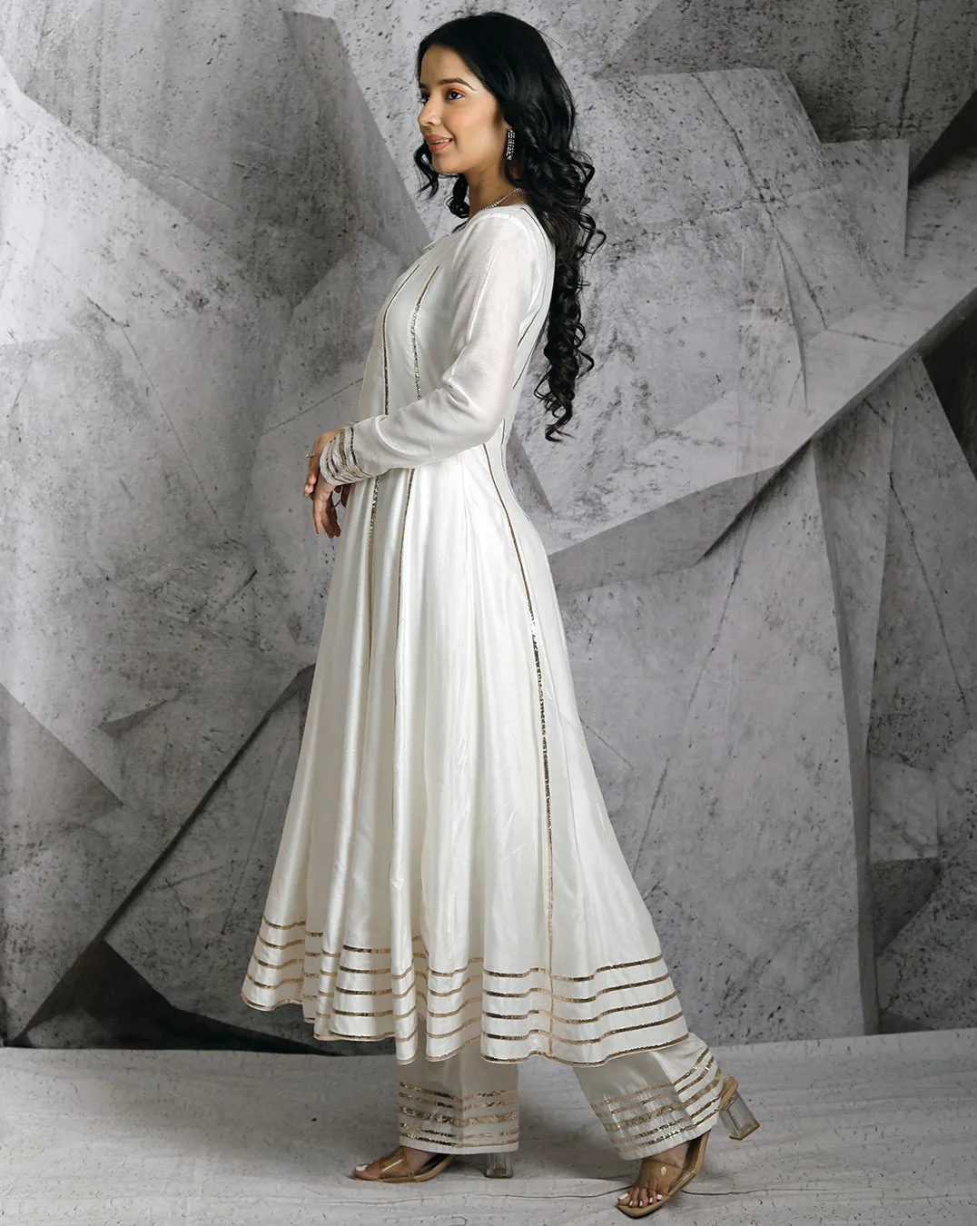 The Gota Ivory Anarkali