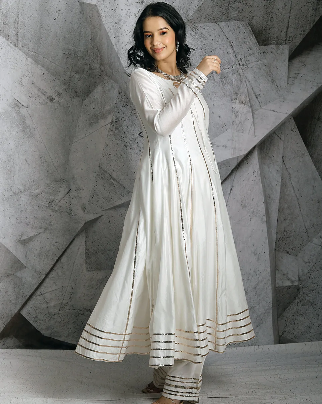 The Gota Ivory Anarkali