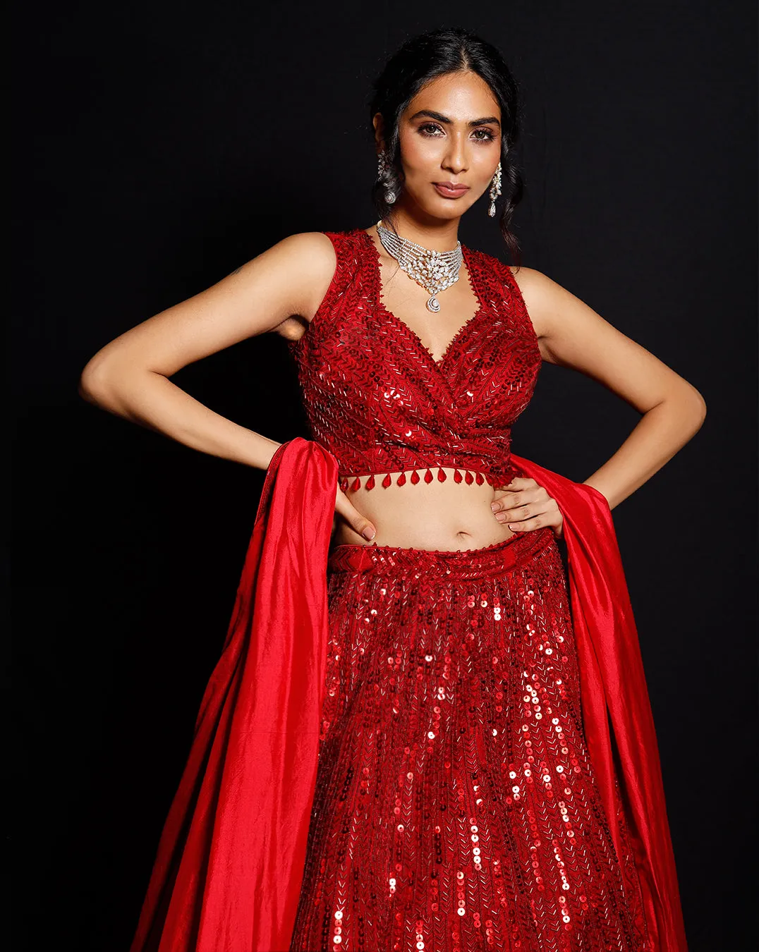 The Shimmer Rouge Sequence Lehenga