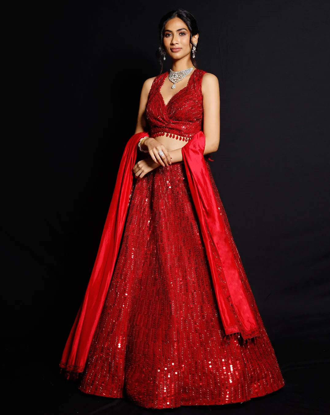 The Shimmer Rouge Sequence Lehenga