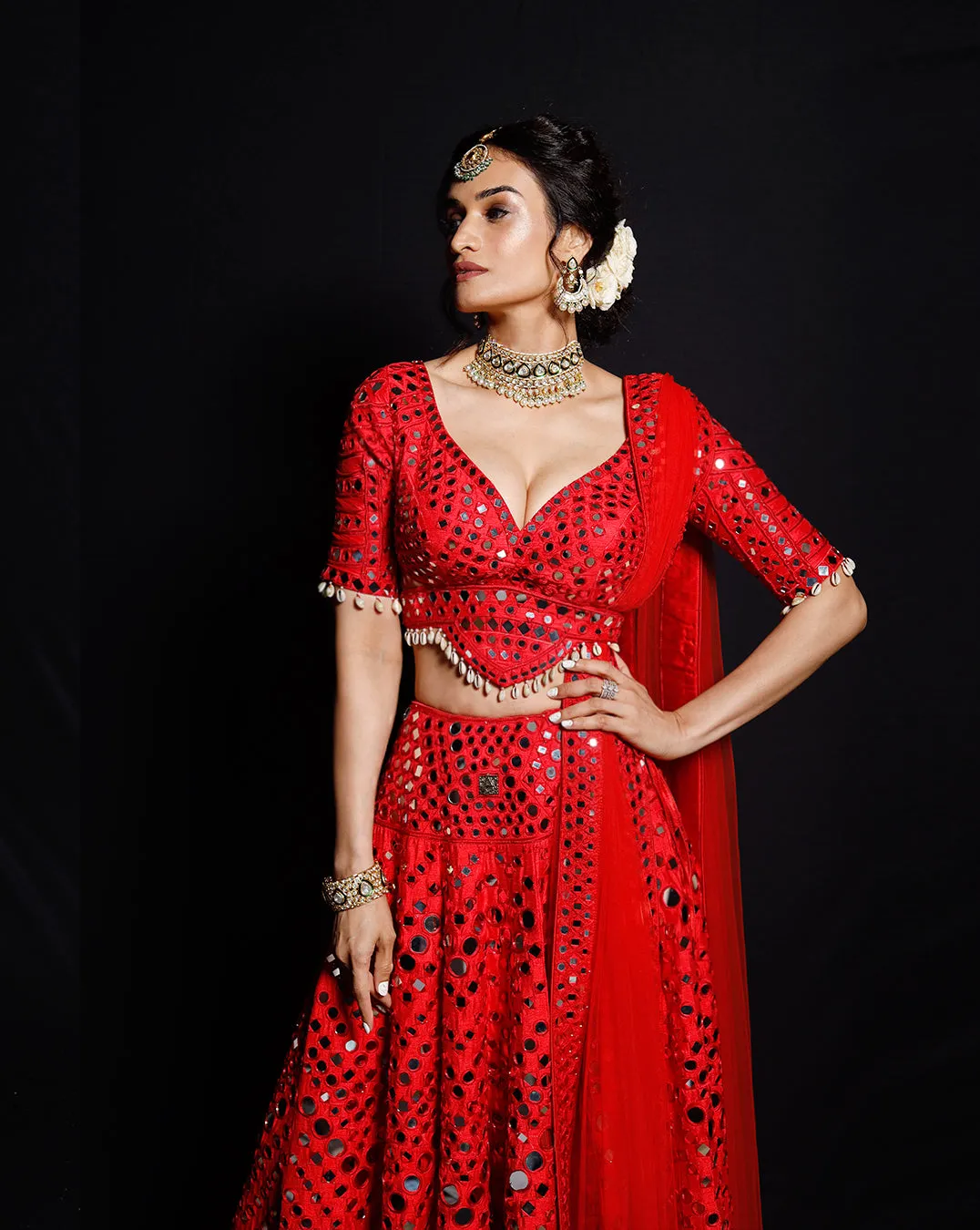 The Shimmering Rouge Mirror Lehenga