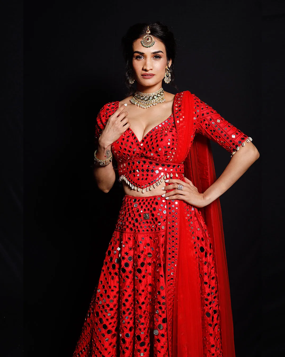 The Shimmering Rouge Mirror Lehenga